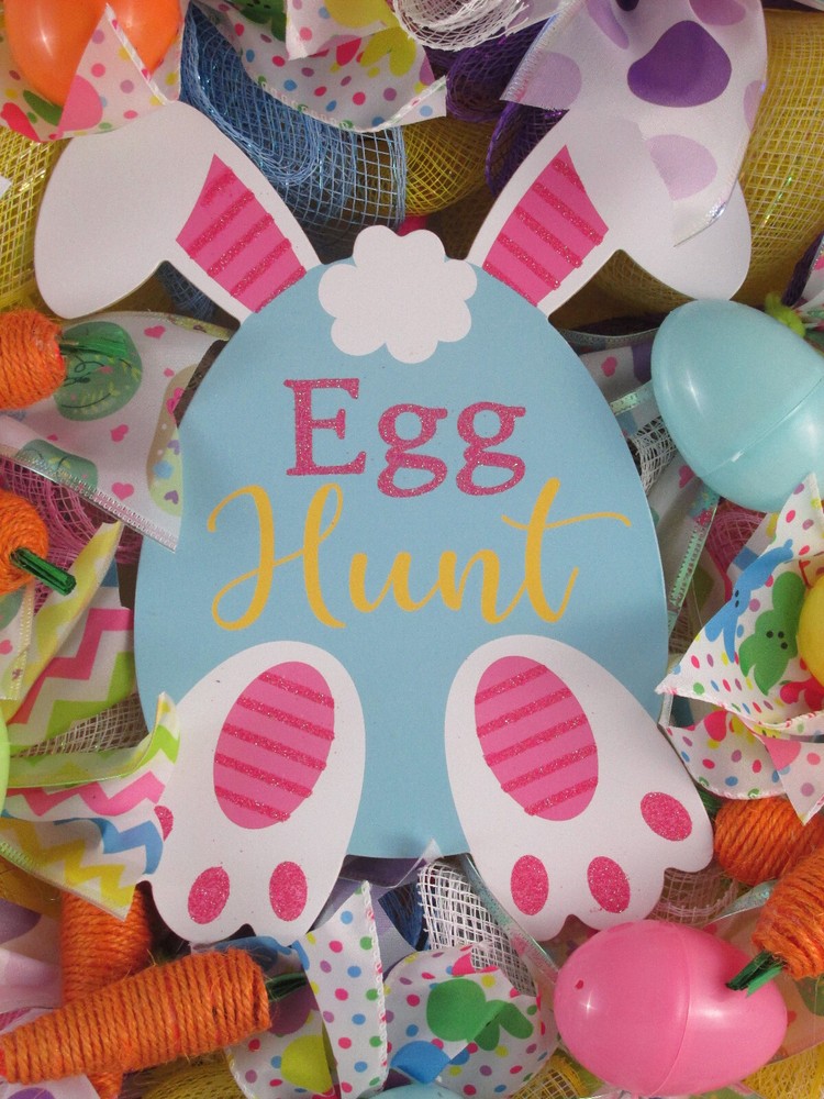 Bubbles, Cruffles, and Curls Deco Mesh Easter Wreath