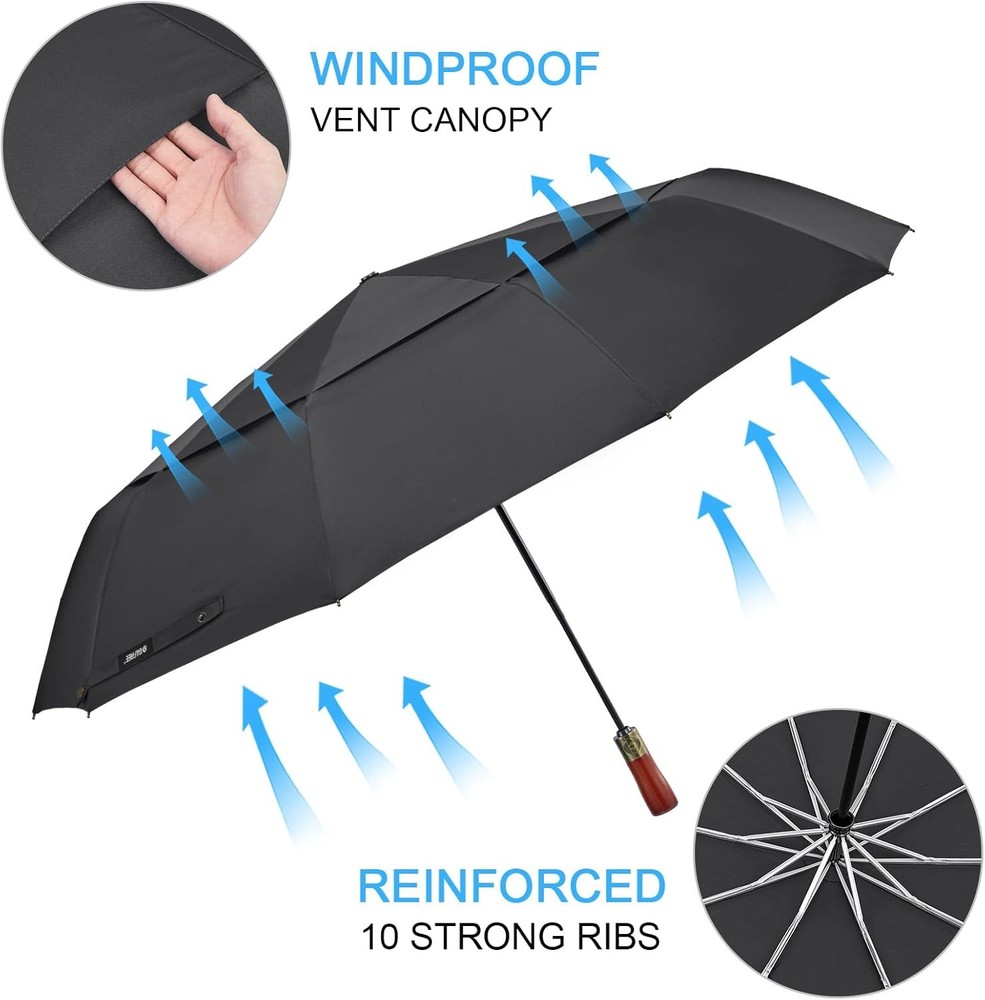 54 Inch Large Compact Windproof Golf Umbrella Rain Oversized Auto Open Close