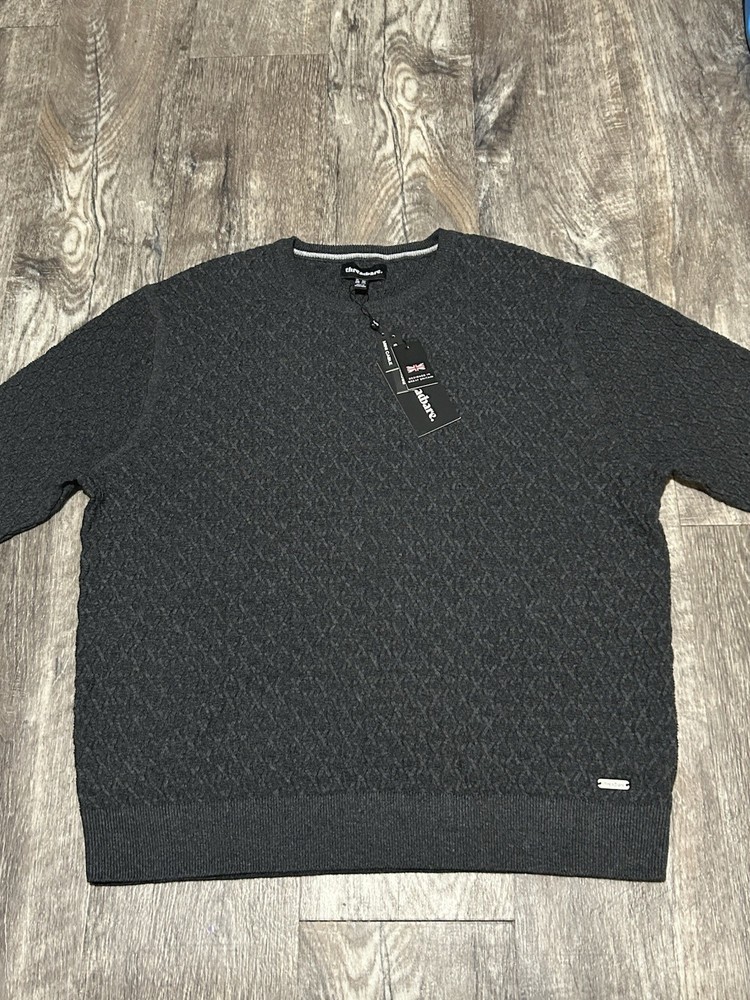 Threadbare Men’s Mini Cable knit sweater Dark Grey Size 2XL