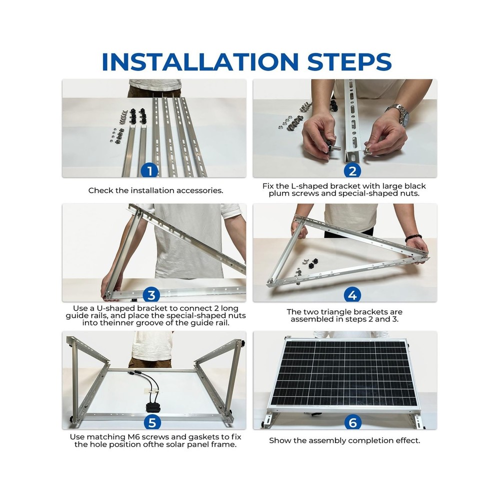 Solar Panel Mount Brackets, 2 Sets 45 inch Adjustable with Foldable Tilt Legs...