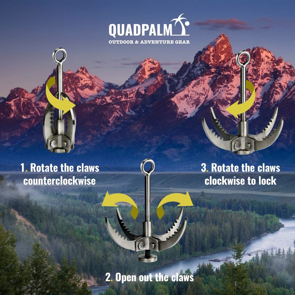 Stainless Steel Foldable Grappling Hook – Multifunctional Grapple Hook - 4 St...