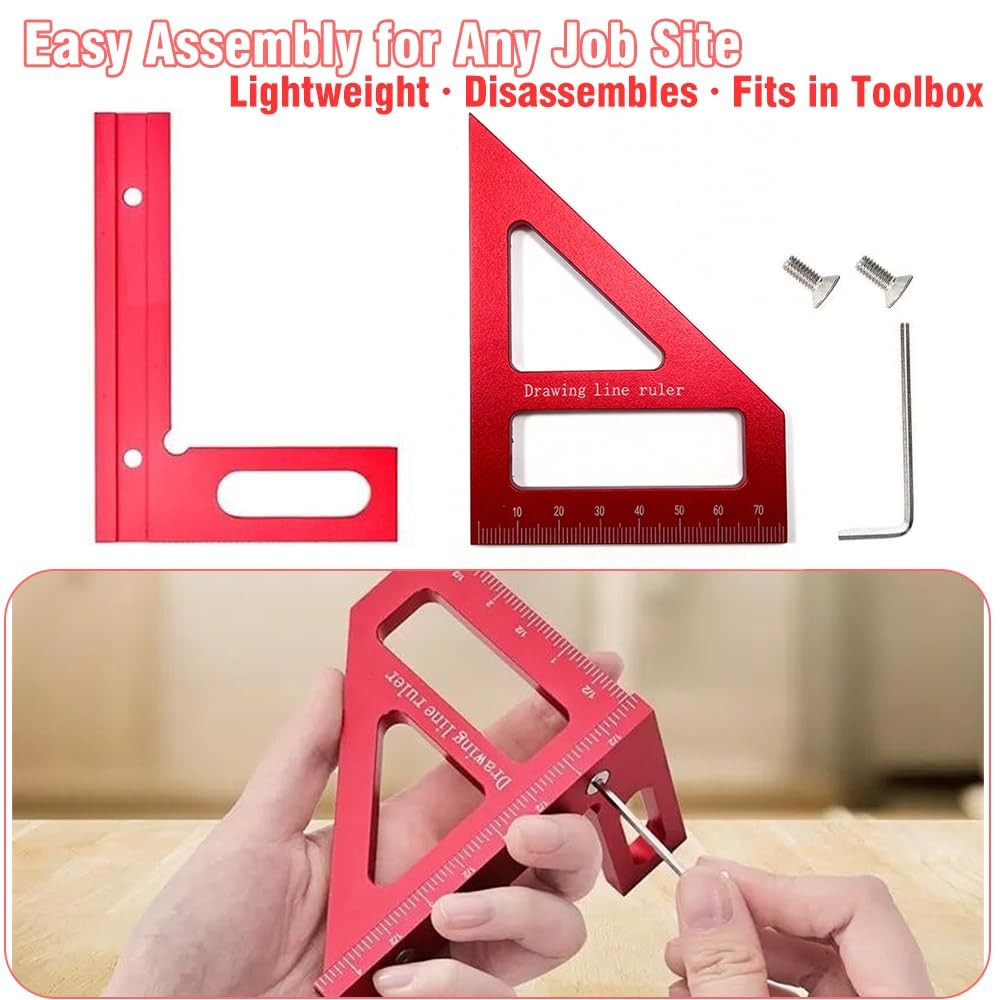 3D Multi-Angle Measuring Ruler,45/90 Degree Scale Layout Tool for Carpentry,DIY