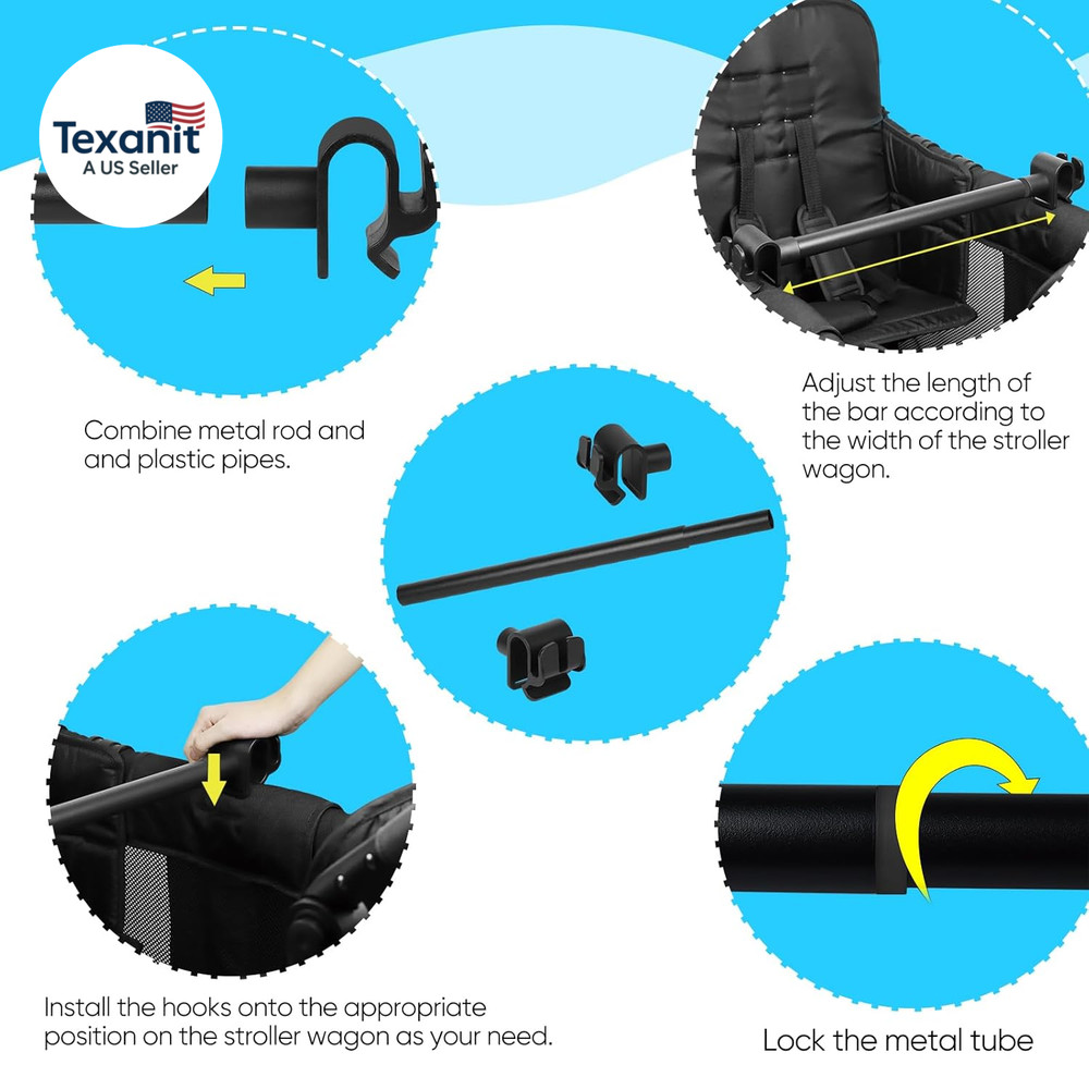 Universal Forward-Facing Stroller Wagon Support Bar,Length Adjustable Crossbar w
