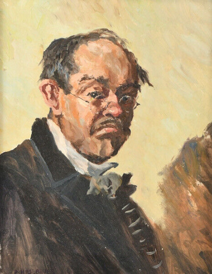 Painting, (self-)portrait, Paul Haslbauer, framed