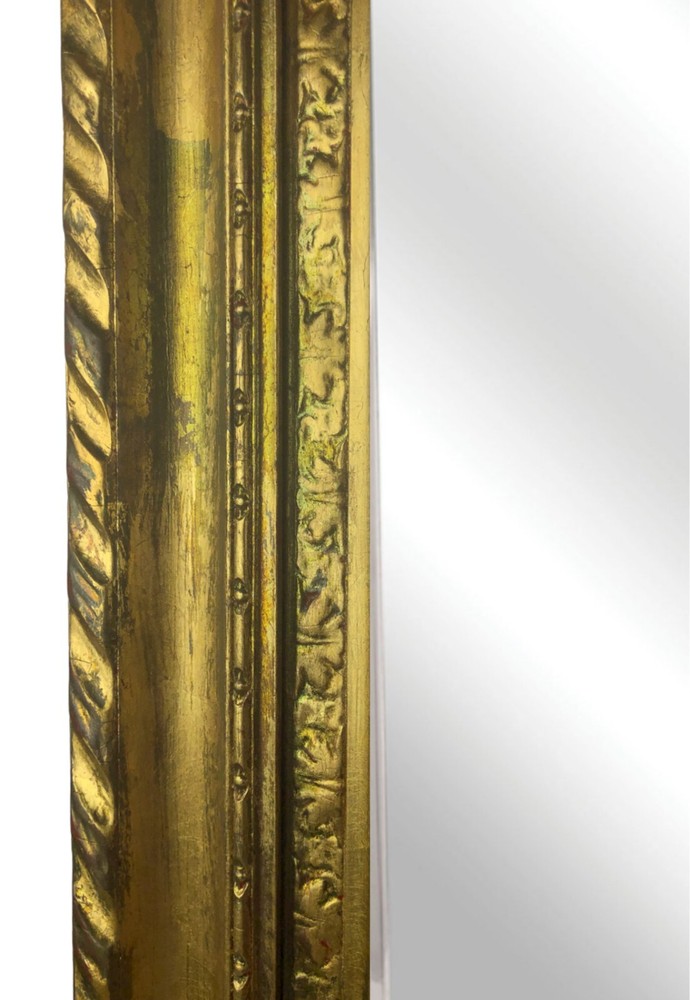 Vintage Solid Wood Framed Beveled Mirror 32 x 37" Painted Gold