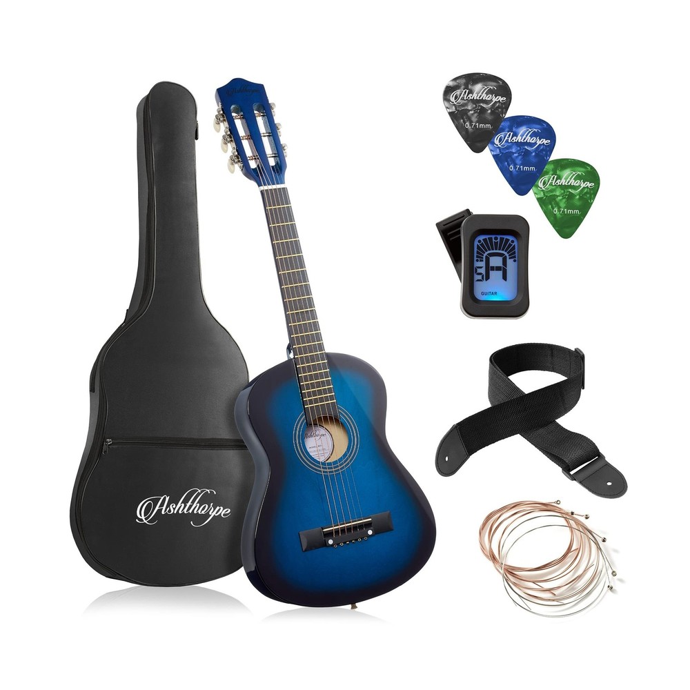 Ashthorpe 30-inch Beginner Acoustic Guitar Package (Blue), Basic Starter Kit ...