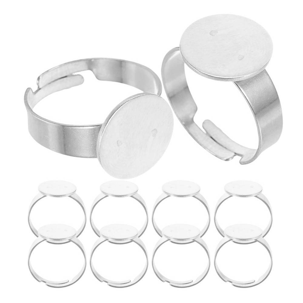 20 Pcs Stainless Steel Ring Bases 12 mm Adjustable Ring Holder For Crafts