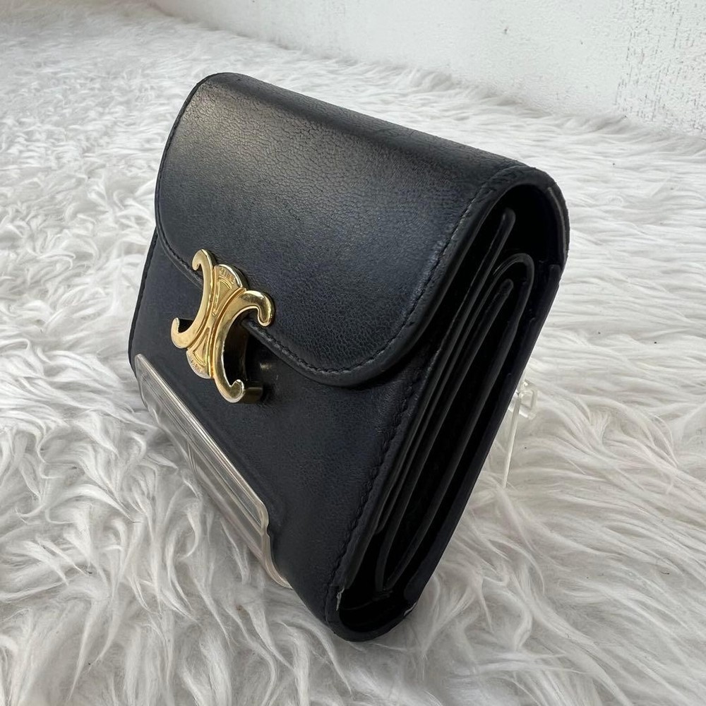 CELINE Compact Wallet Triomphe Canvas Folded Wallet From Japan