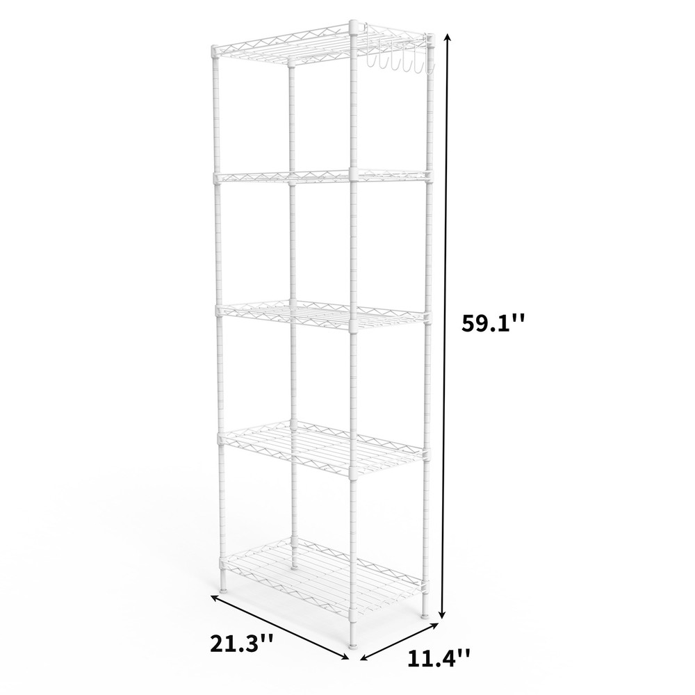5-layer display rack with adjustable layer spacing, adjustable feet,54*29*150cm,