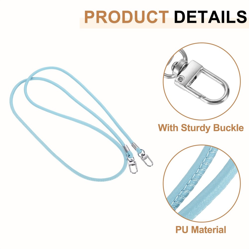 Crossbody Replacement Chain Strap, 120cm Thin Soft PU Strap (Sky Blue)