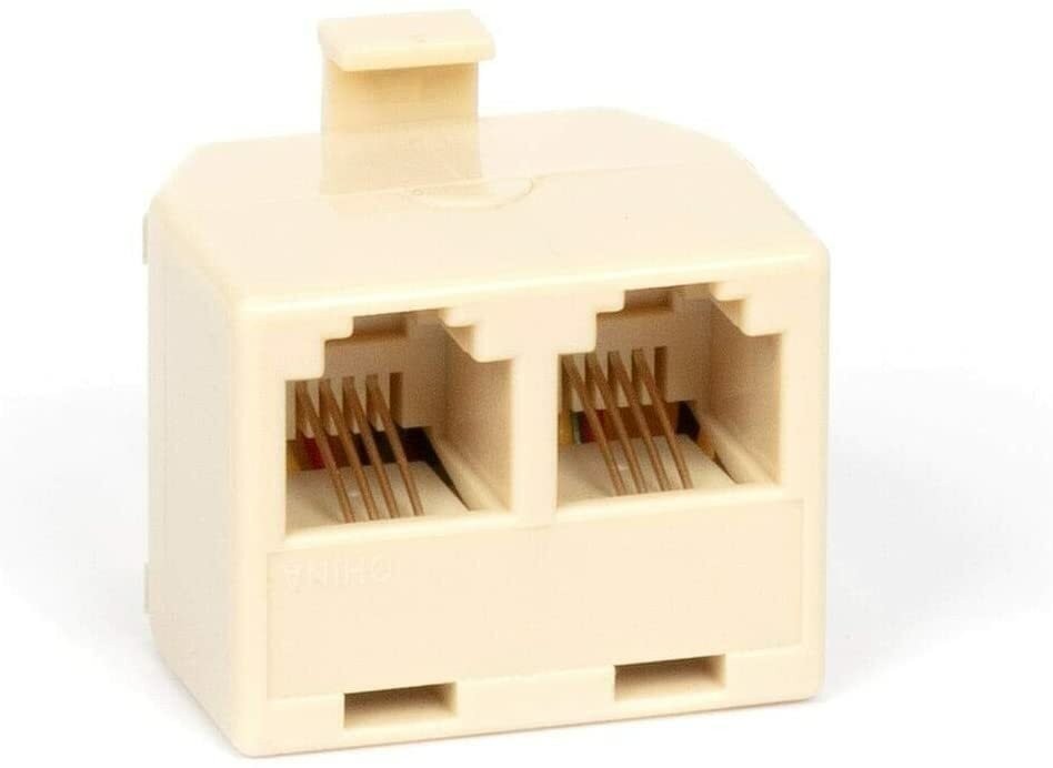 Duplex Modular Phone Wall Jack Adapter (IVORY) RJ11 - Splitter | Two Pack