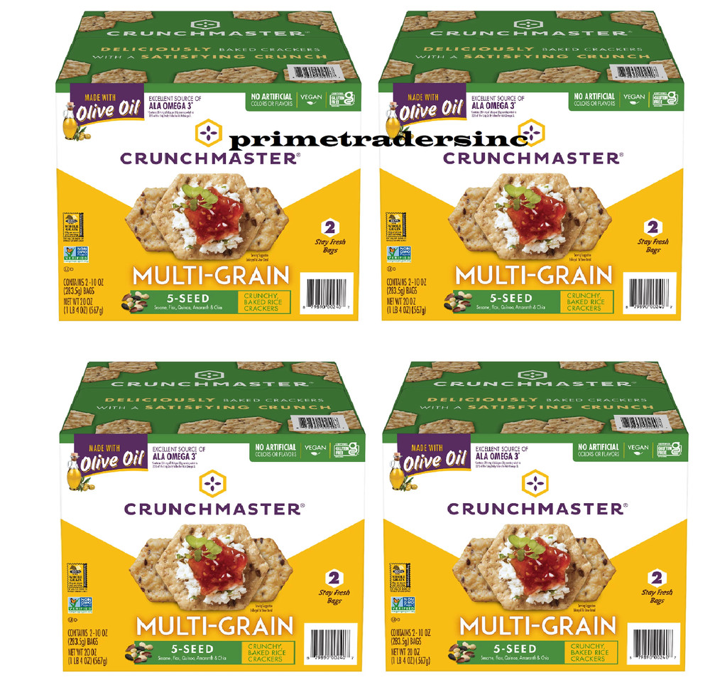 4 Pack - Crunchmaster 5 Seed Multi-Grain Cracker, 10 oz., 2 pk.