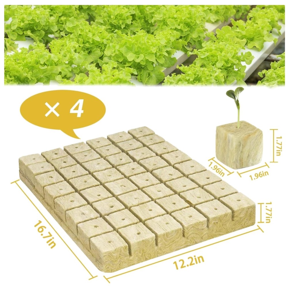 192 Plugs Rockwool Cubes Hydroponics Germination Seedlings