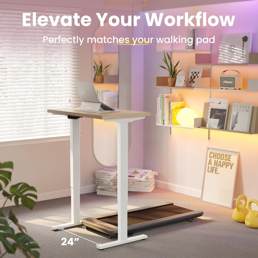 32" Small Electric Standing Desk Adjustable Height, 4 Memory Height Settings,...