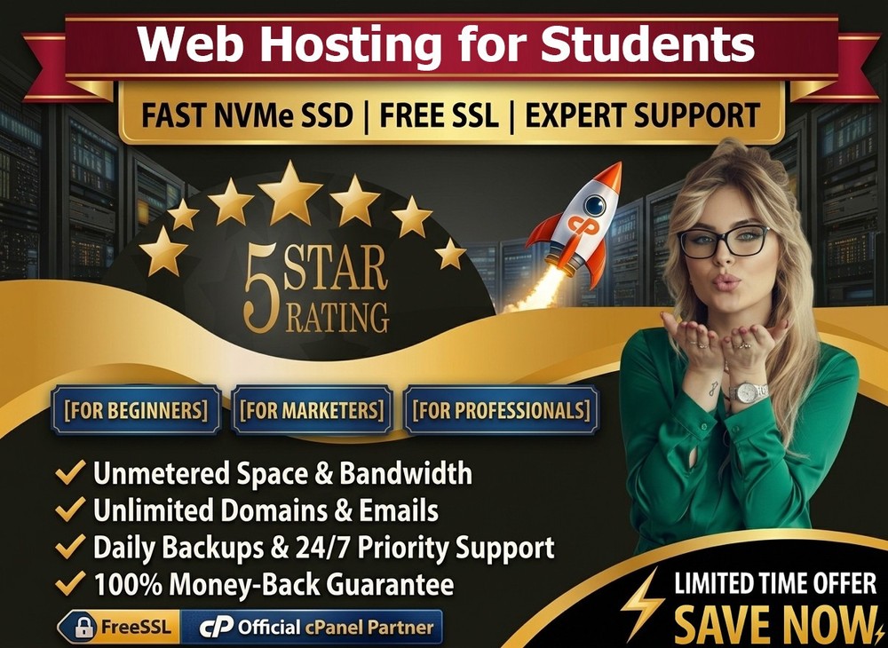 Web Hosting for Students – 🎓 Unlimited SSD, Secure SSL, Email | Fast $14.99/Yr