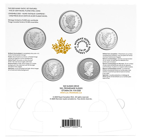2020 CANADA 25¢ NUMIS-TASTIC 5 COIN SET