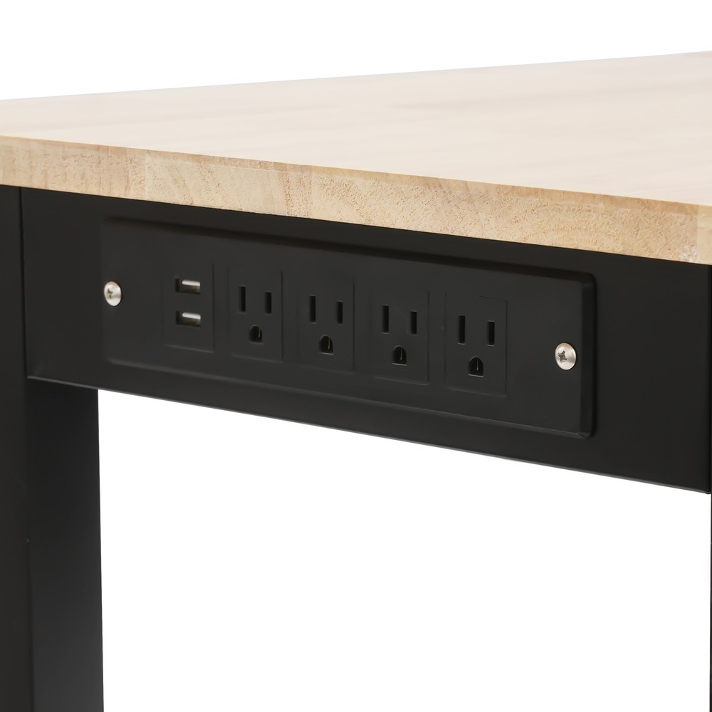 Adjustable Height Workbench w/ Power Strip Working Table Heavy-Duty Work Desk