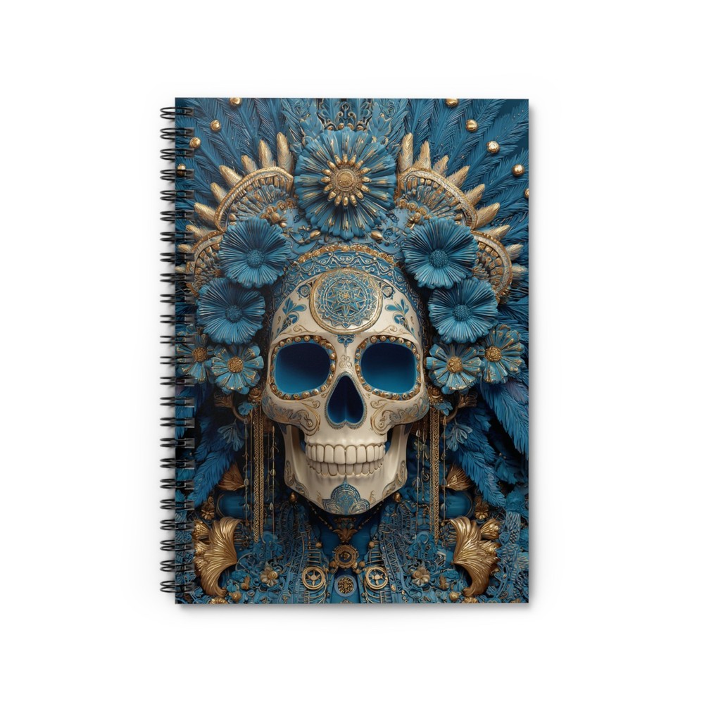 Turquoise Floral Sugar Skull Spiral Notebook