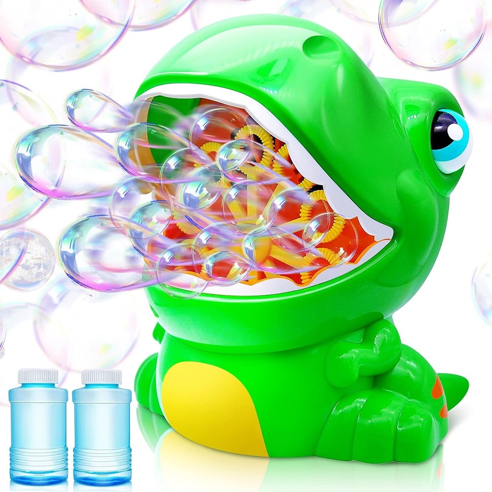 Dinosaur Bubble Machine, Bubble Machine Gun Blower with Solutions for Kids, S...