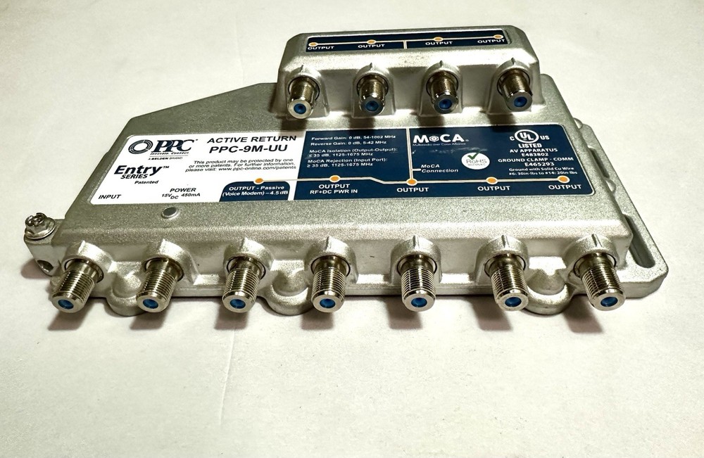 PPC Active Return MoCA Patented 8-Way Coaxial Splitter PPC-9M-UU