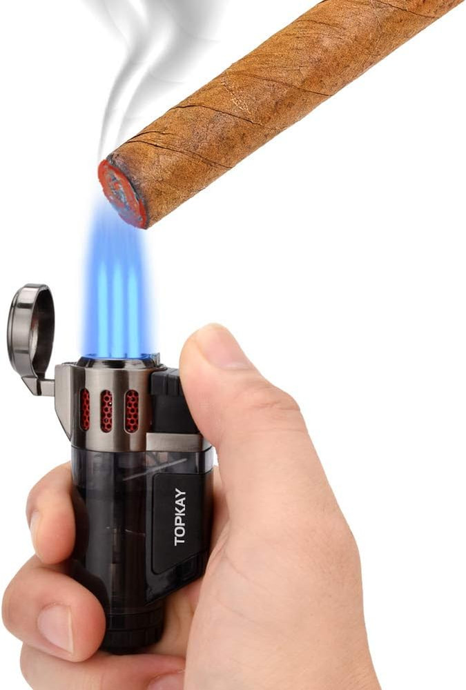 Cigar Lighter Triple Jet Flame Butane Torch Lighters Windproof Butane Refillable