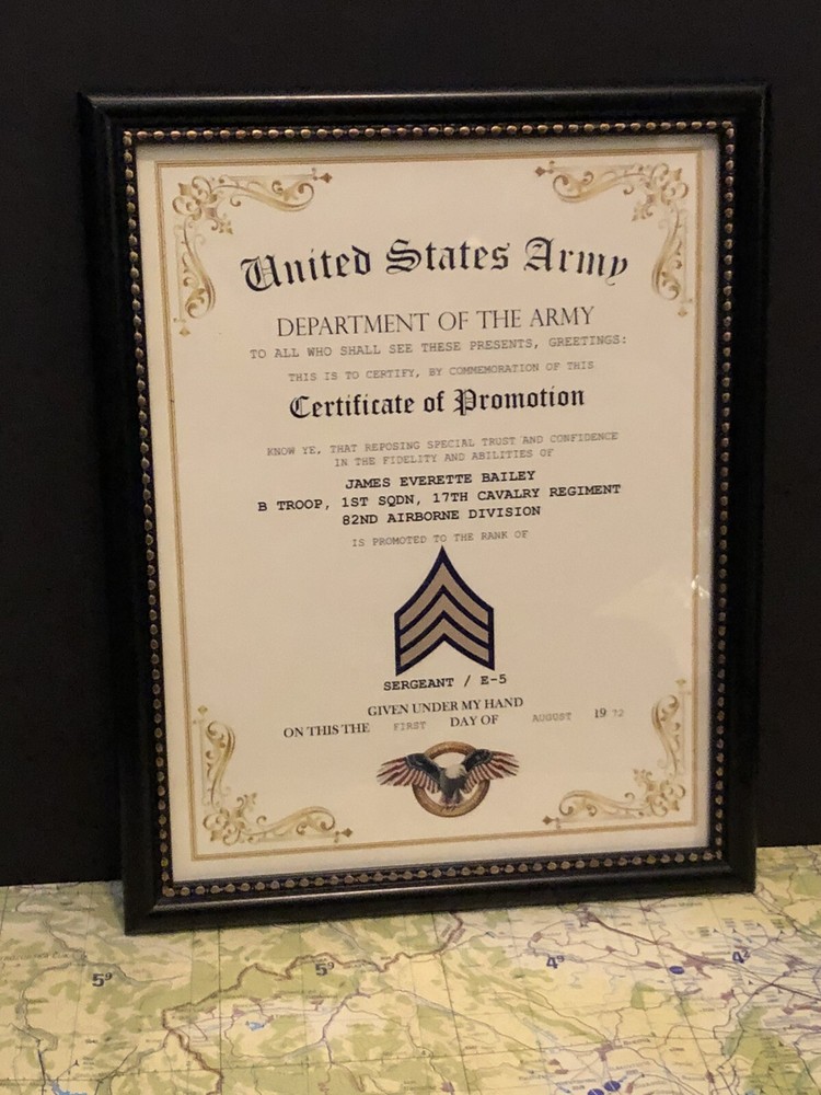 SERGEANT / SGT (E-5) U.S. Army ~ Commemorative Promotion Certificate