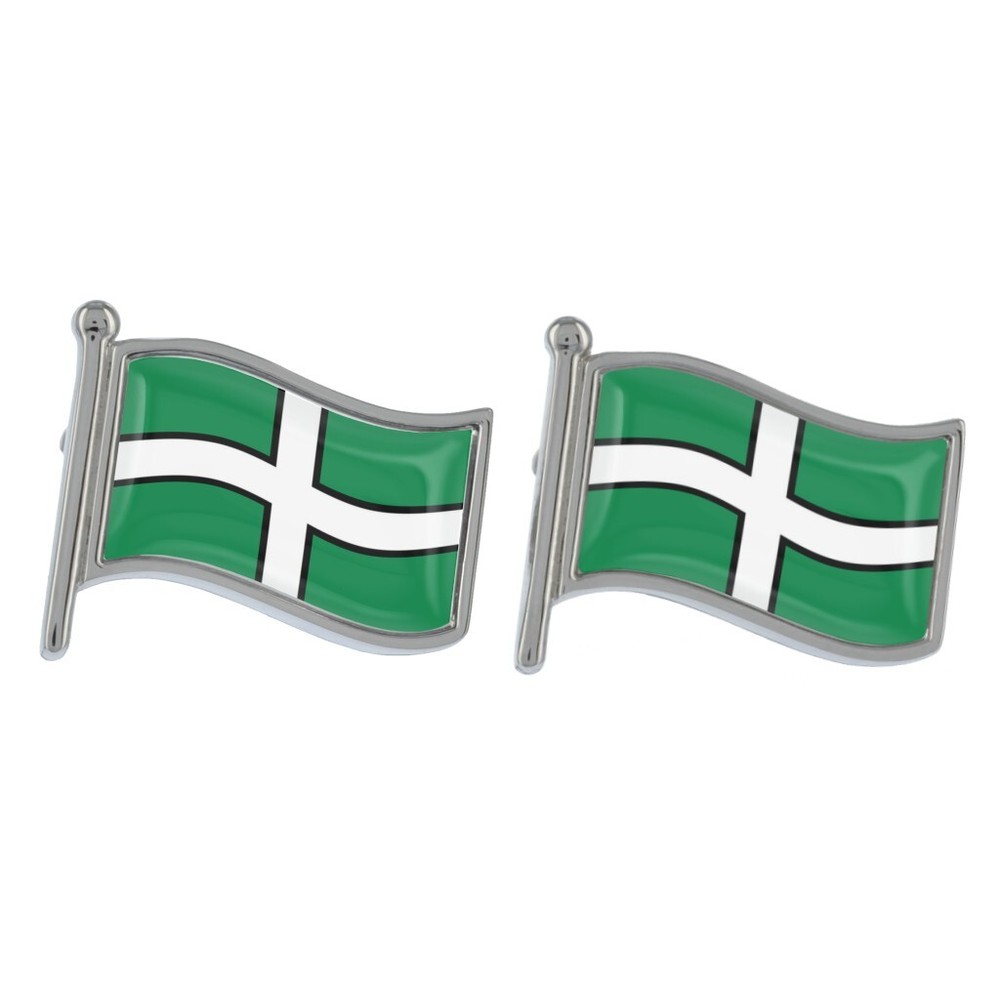 Devon Wave Flag Silver Cufflinks in Gift Box