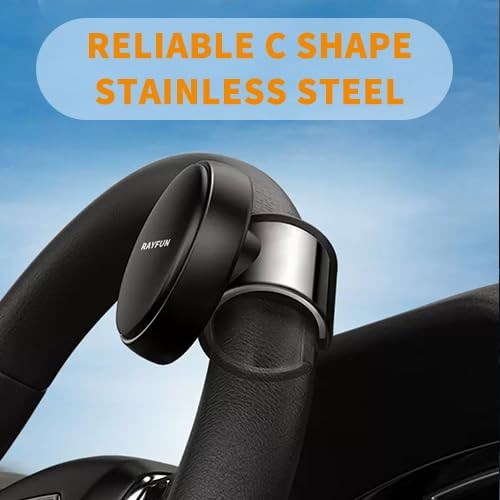 Rayfun No Tool Required Easy Set Up Silicone Steering Wheel Spinners Black