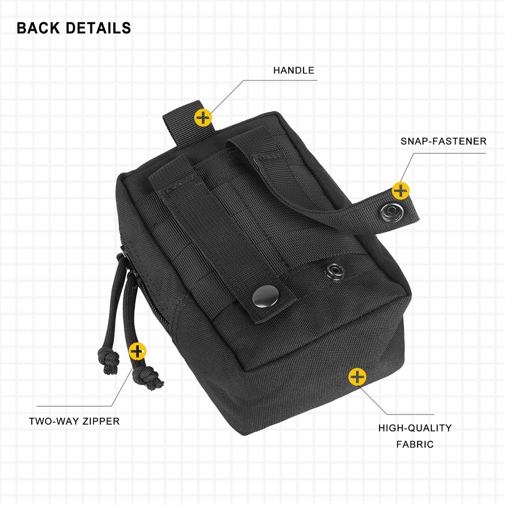 AMYIPO MINI MOLLE Pouch Multi-Purpose Compact BLACK - POUCH (2PCS)