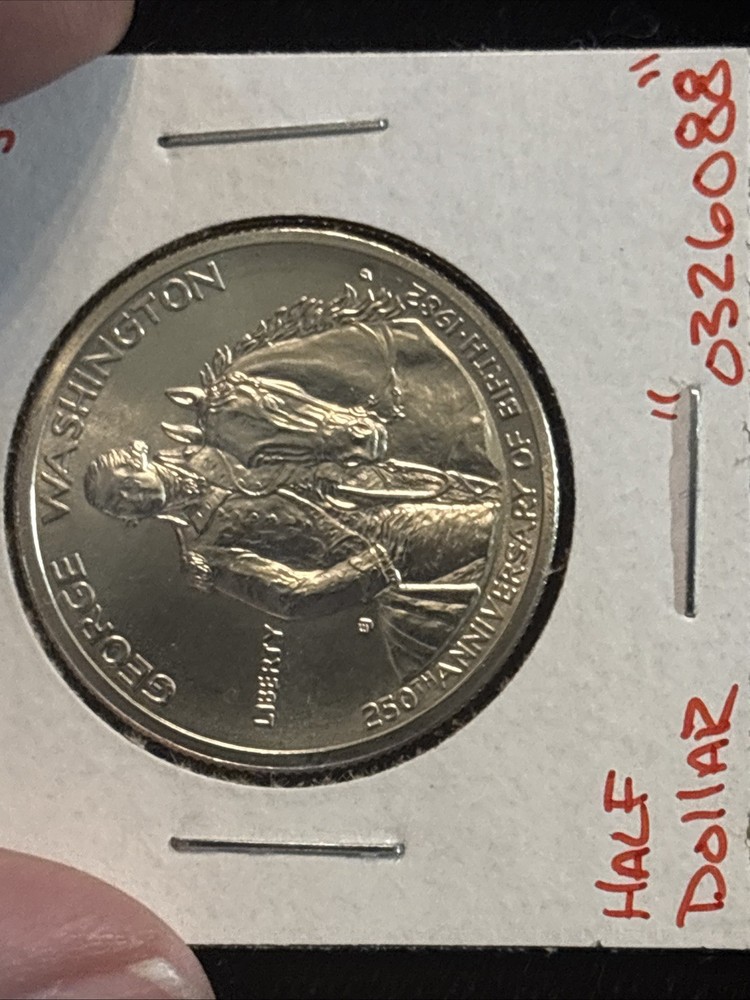 1982-d George Washington Silver Half Dollar Uncirculated “0326088” 50C