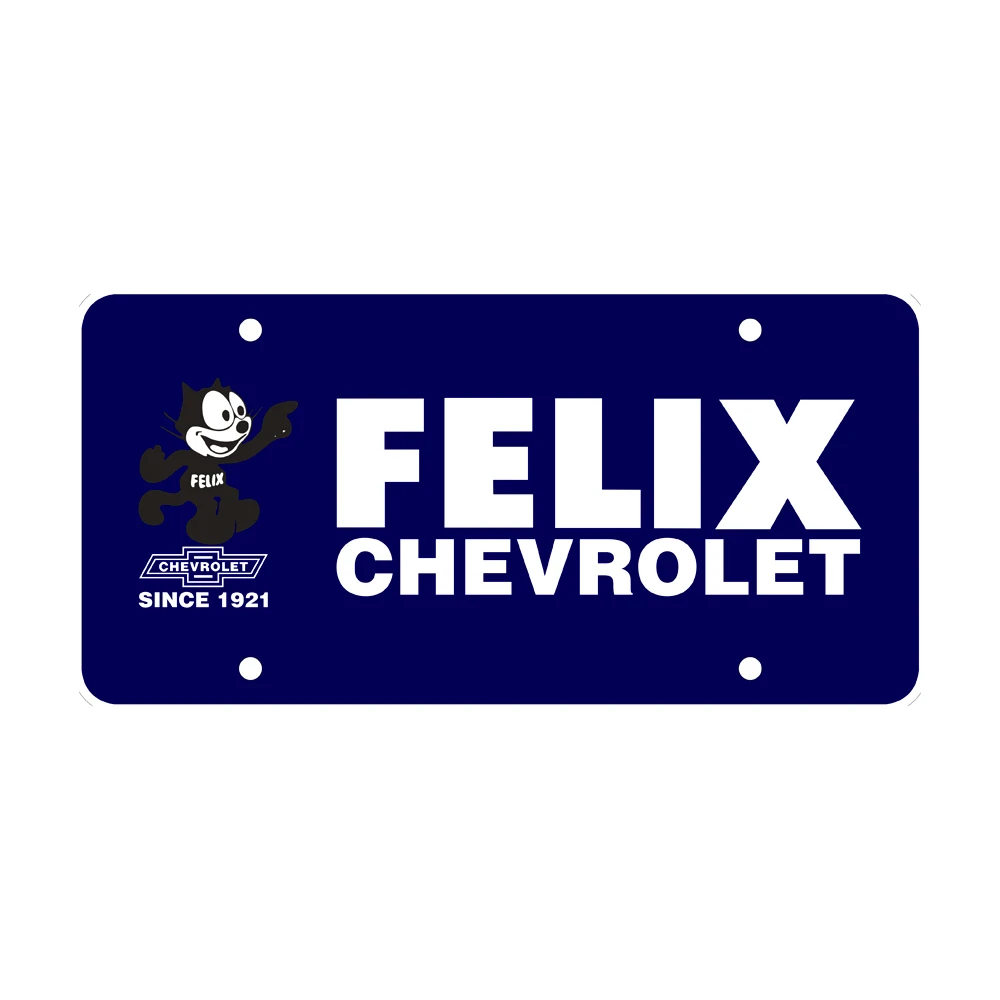 Felix Chevrolet Plastic Blue License Plate Insert