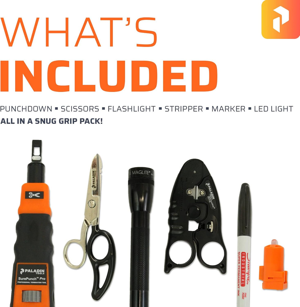 Paladin Tools PA4941 Datacomm Technicians Kit | Data Surestrip Cutter, Datacomm