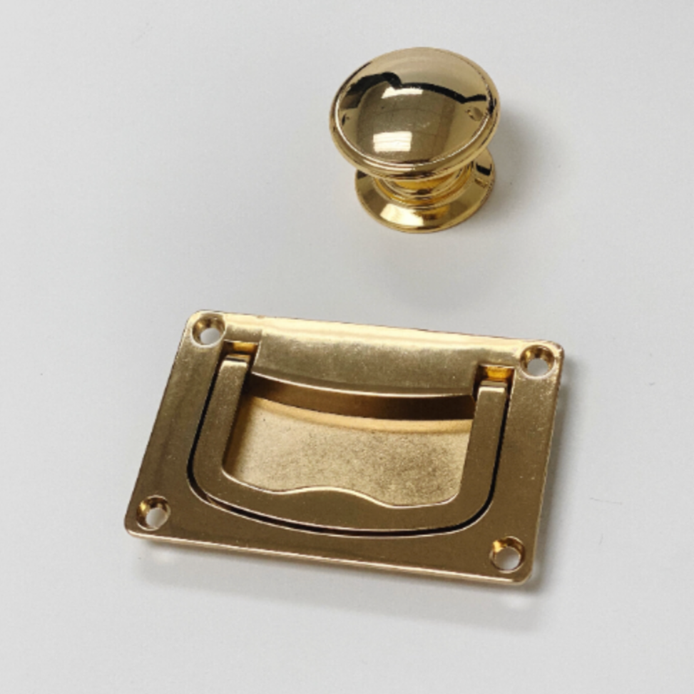 Brass Campaign Style Drawer Pull Cabinet Knob Plain Recessed Drawer Pull