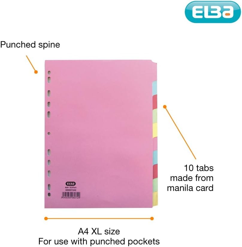 Elba Divider, Assorted, Elba A4+ (Extra Wide), Set 1 Elba A4+ (Extra Wide) Set 1