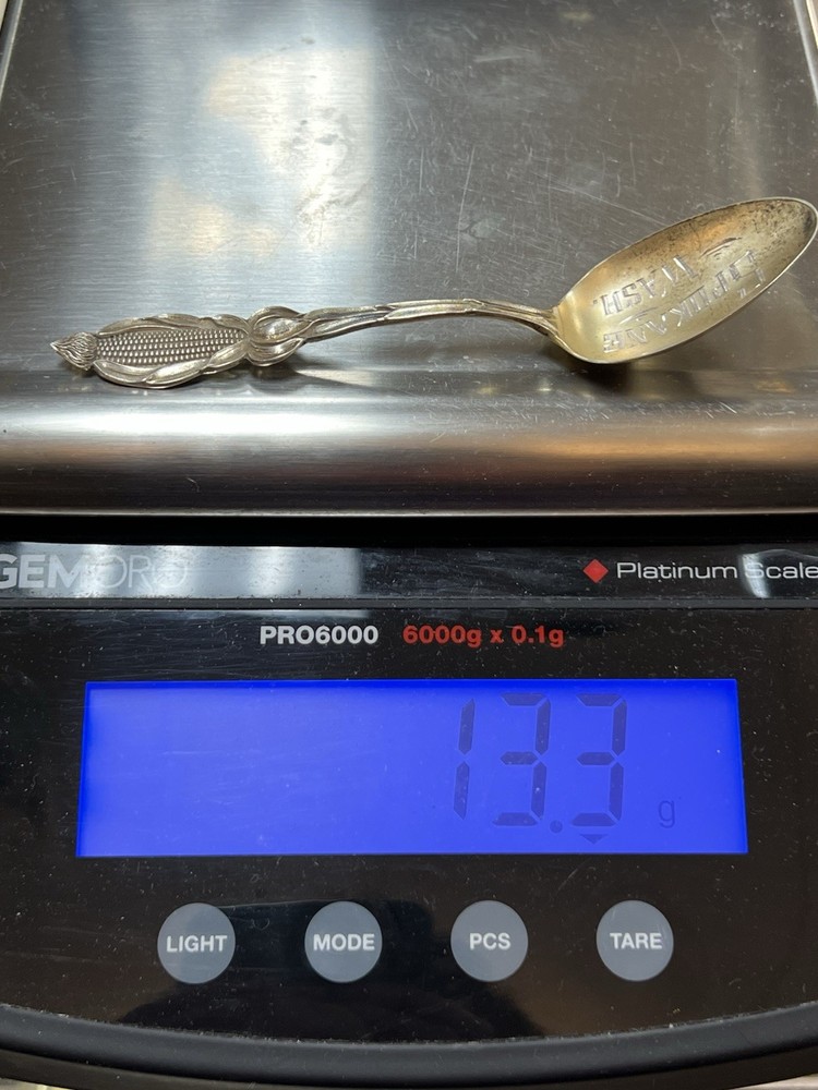 Spokane Washington Figural Corn Sterling Silver Souvenir Spoon