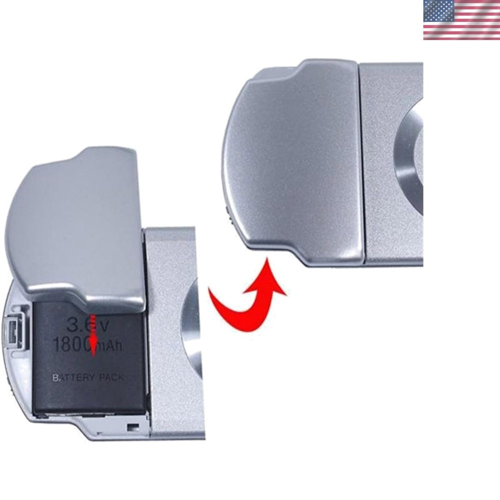 Replacement Battery Door Cover for PSP 2000/2001/3000/3001 – Solid Silver Design