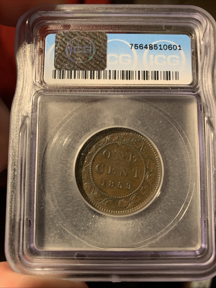1859 Canada One Cent ~ ICG VF35 NARROW 9 ~ NICE!!!