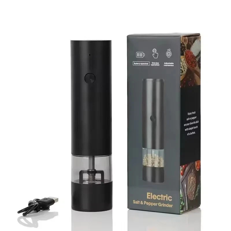 2PCS Electric Salt and Pepper Grinder Set Automatic Grinder w/ Rechargeable Base