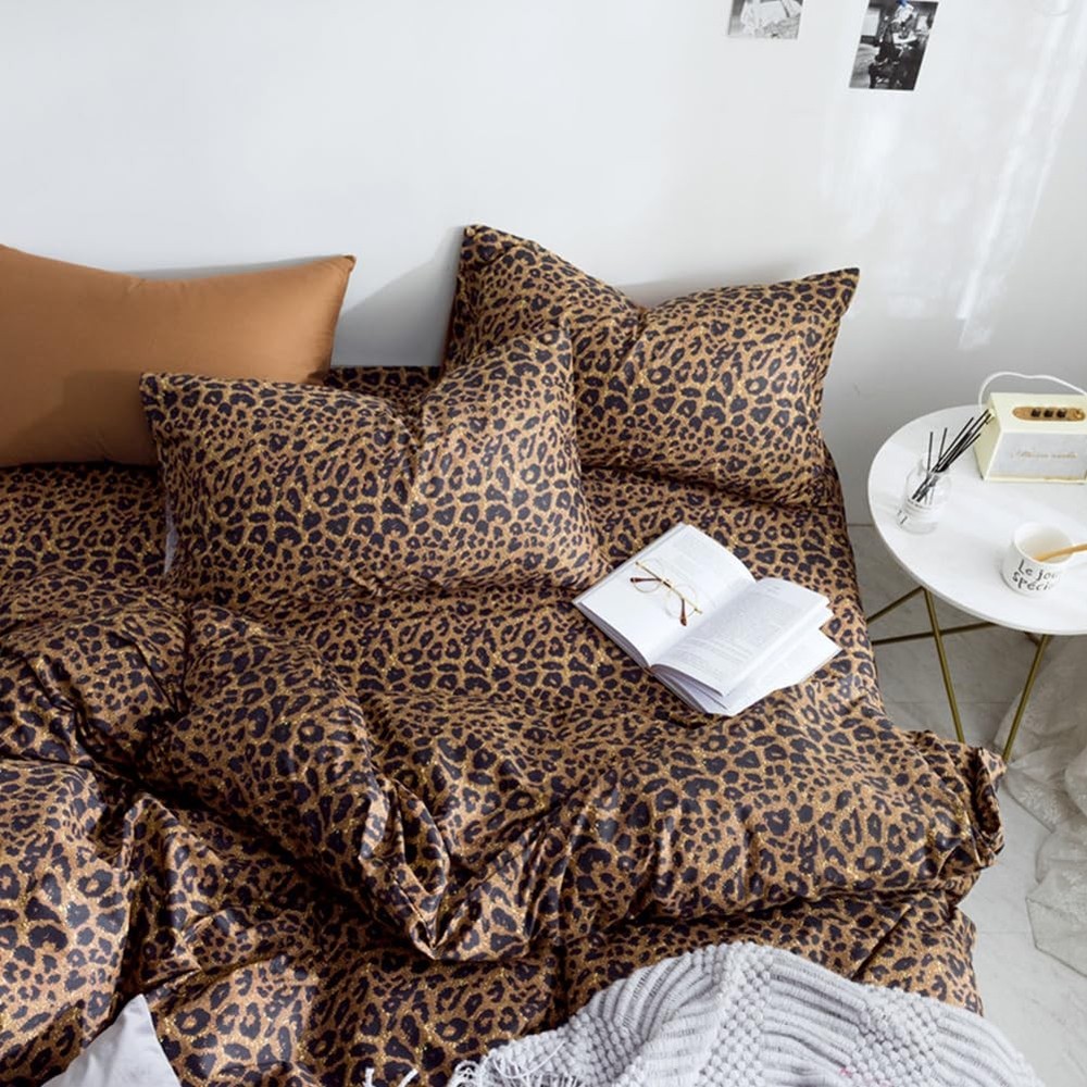 100% Soft Microfiber Leopard Pattern Fitted Bed 15" Deep Pocket Queen Size-1 ...