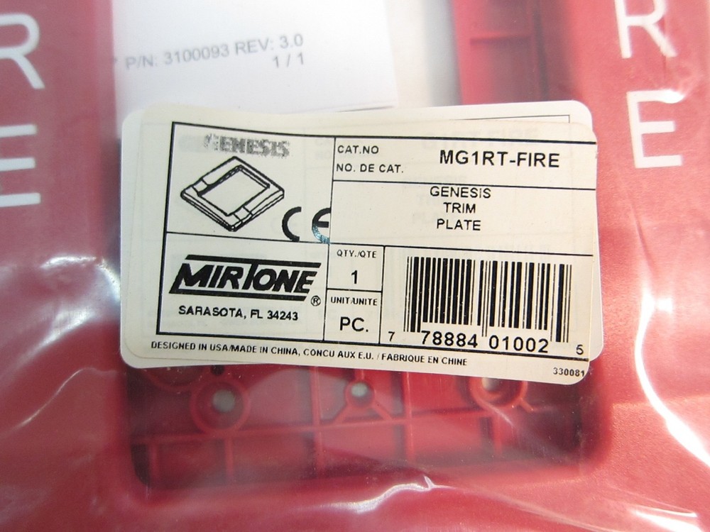 New Mirtone Genesis MG1RT-Fire Trim Plate Red 