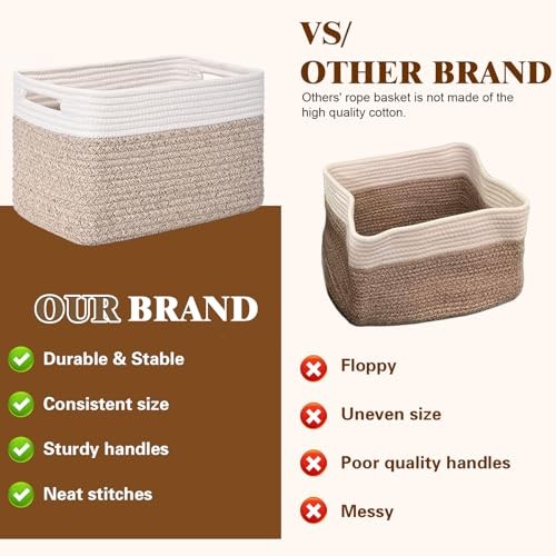 Storage Baskets for Organizing, 4 Pack Storage Baskets for Brown & White