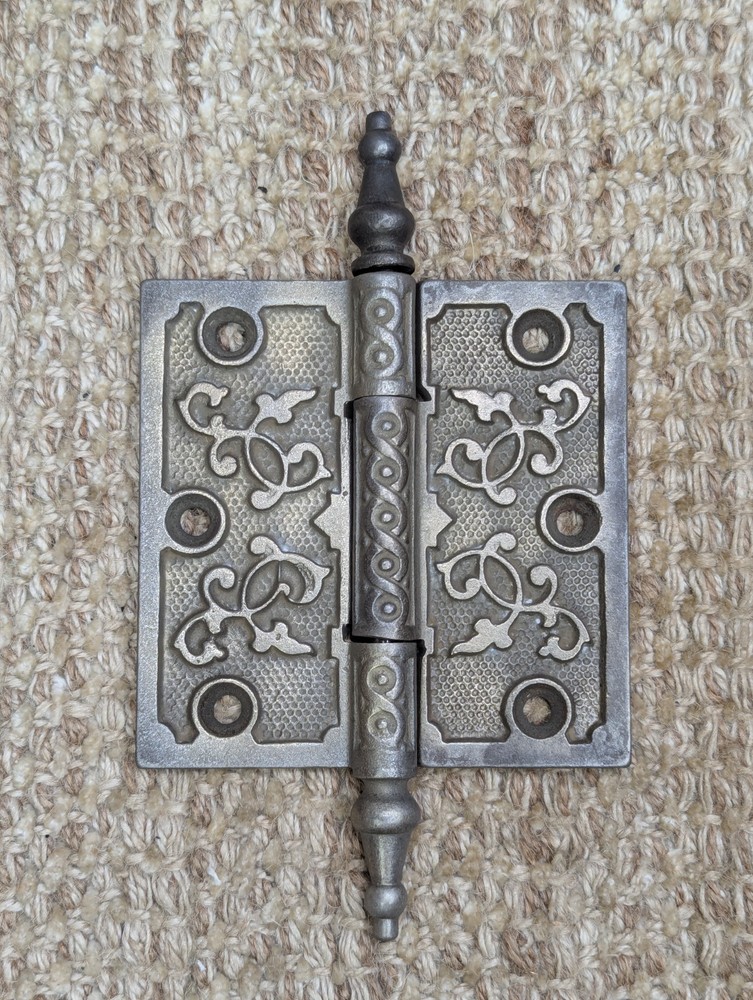 4" x 4" Antique Decorative Cast Iron Steeple Tip Hinge