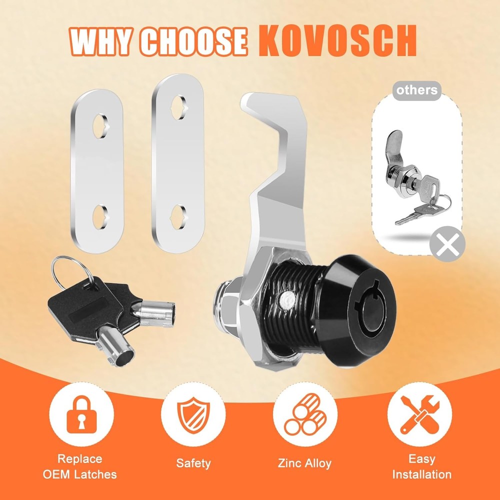 2 Pack 5/8" Black Cam Locks Keyed Alike Toolbox Cabinet Lock Set