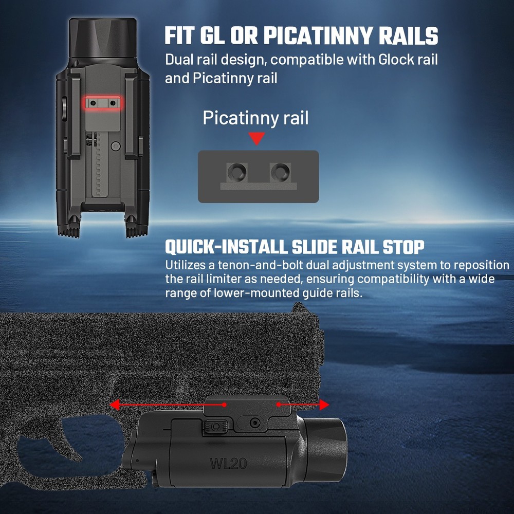 AIMWIN WL20 Weapon Light 2000 Lumen 451 Yards Long Range with Strobe Mode