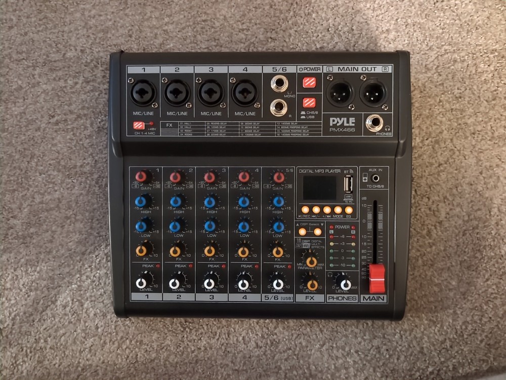 Pyle PMX466 Professional Bluetooth DJ Audio Mixer - 6 - Channel DJ Controller