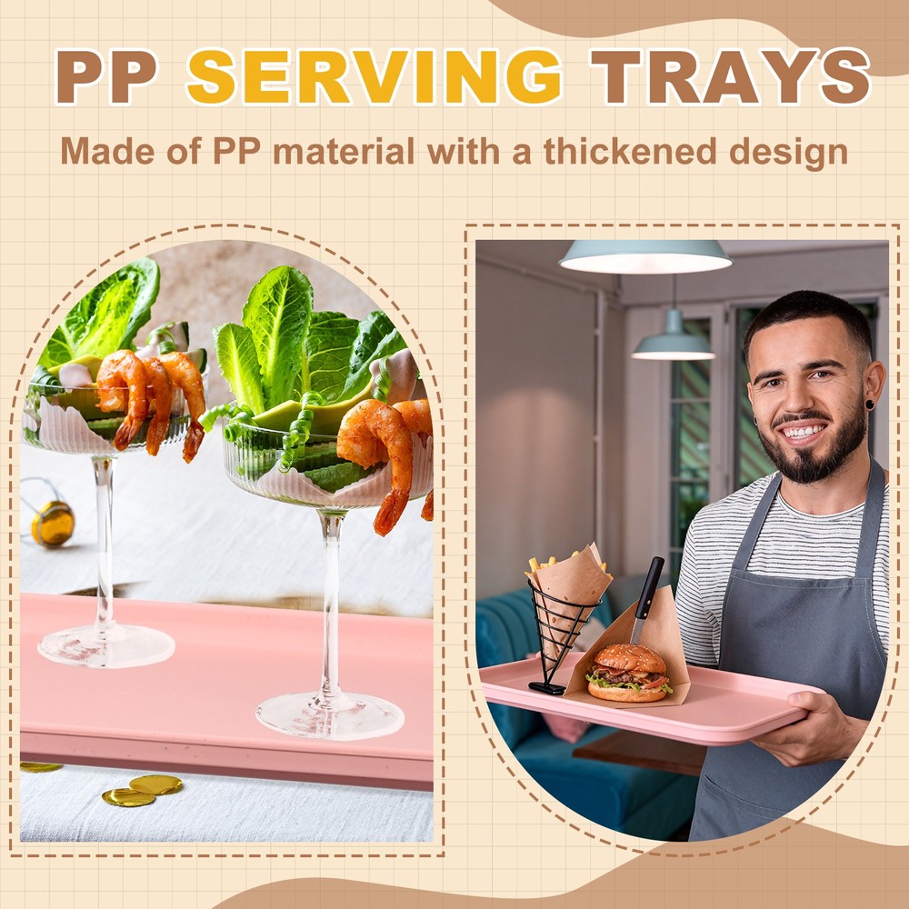 2Pcs Fast Food Serving Trays, 9.4x6.8" Rectangular Trays, White