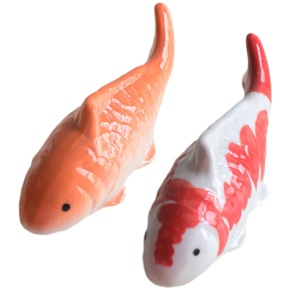 2Pcs Fish Decor Decorative Fish Ceramic Floating Fish Ceramic Fish Crafts