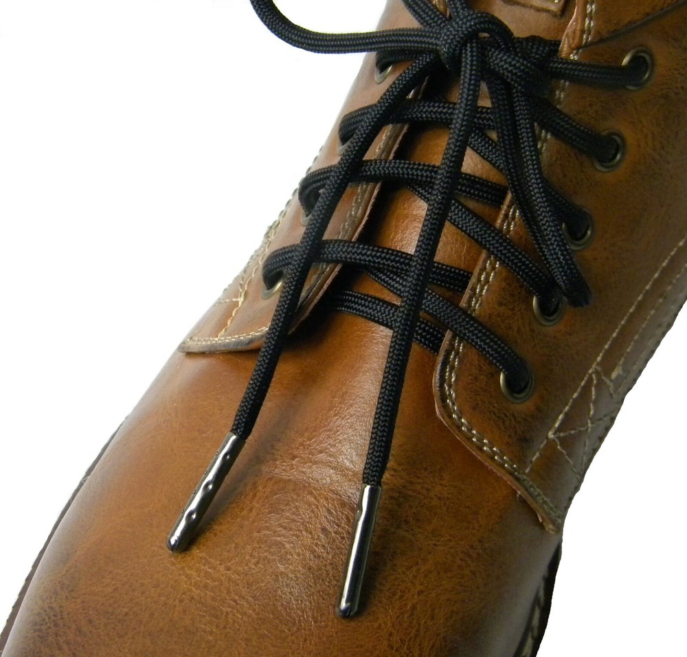 1 Pair Pack: 550 Paracord with Silver Steel Tips; Strongest boot laces Available