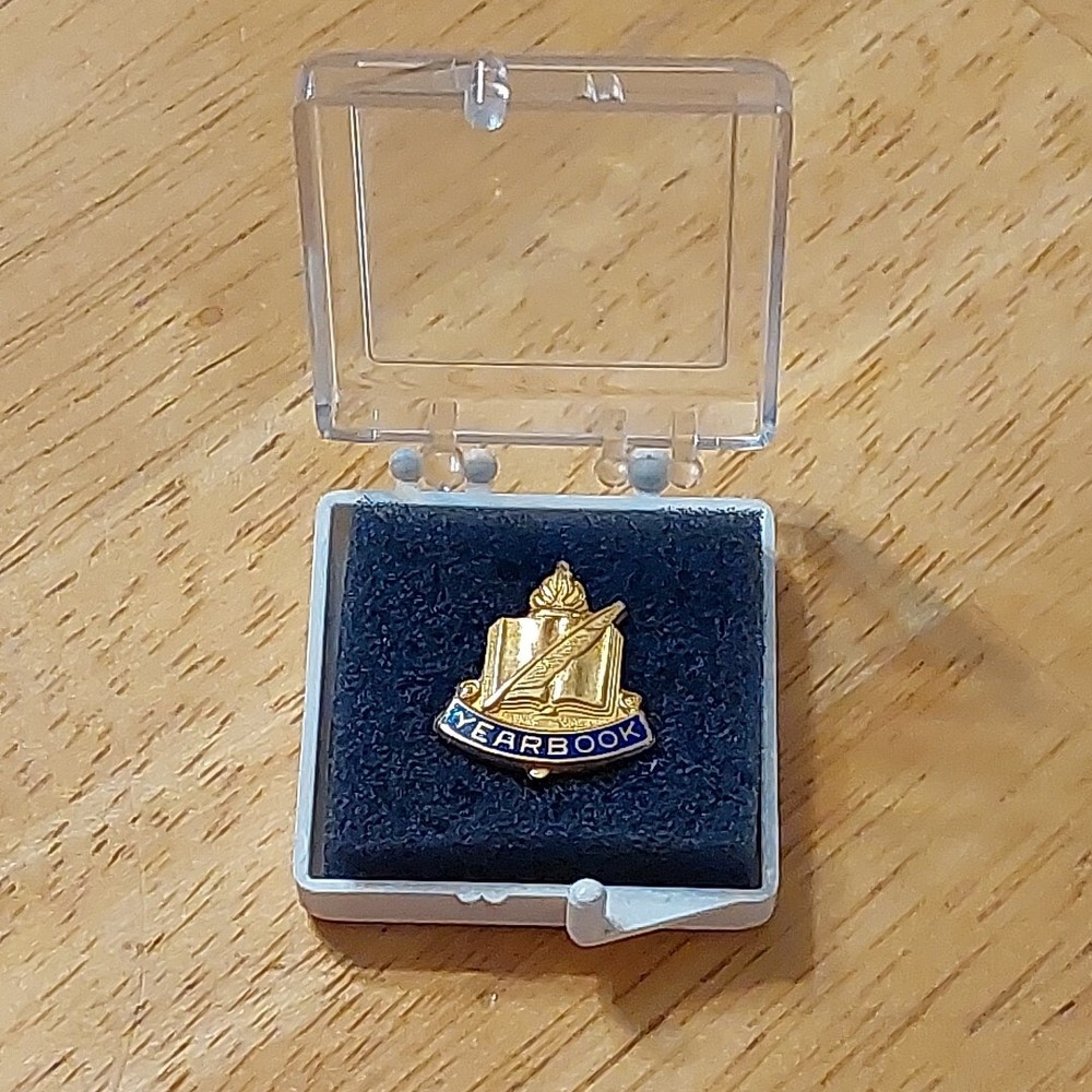 Yearbook Lapel Pin Quill and Script Tie Pin