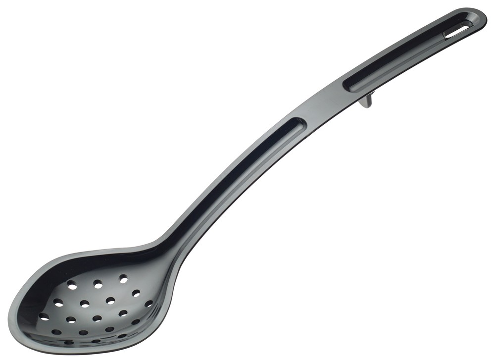 13" Perforated Serving Spoon, Black, PC, Curve (12 Each)